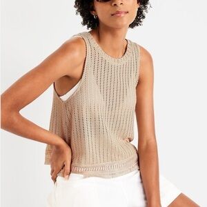 Old Navy Beige Sleeveless Crochet Tank Top